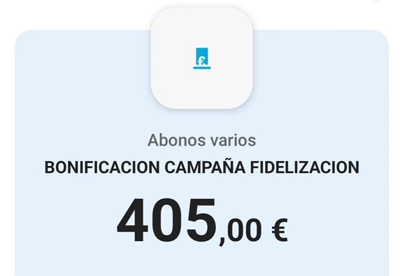 Bonificación recibida de Abanca