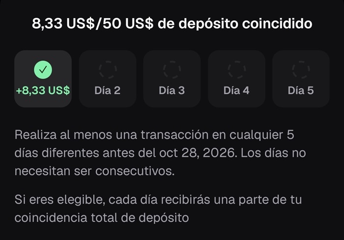 Primer d&iacute;a: Comisi&oacute;n de 8,33$ ganada 