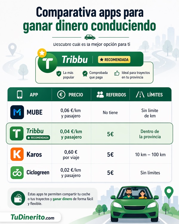 Comparativa de apps que pagan por conducir