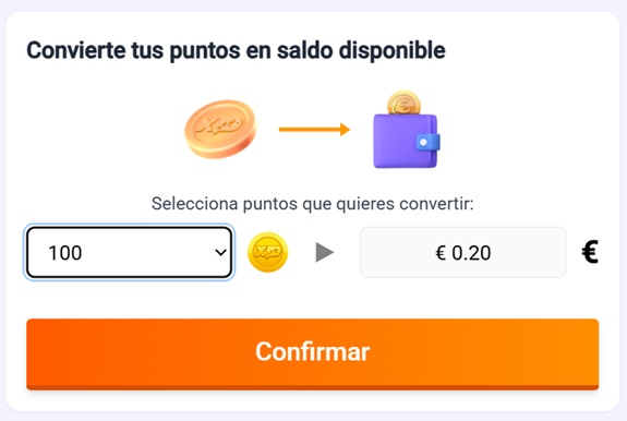 Convertir puntos por dinero