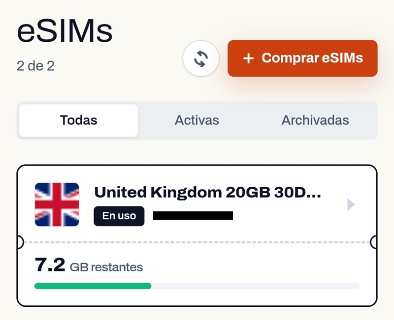 Control de datos de mi eSIM