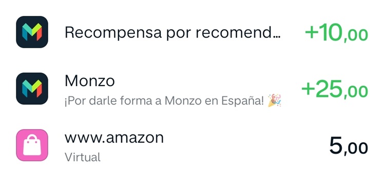 Mi historial en Monzo