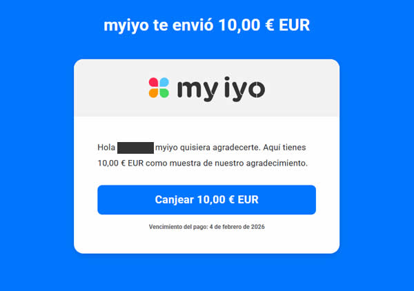 Canjeando un premio de 10€ en Myiyo