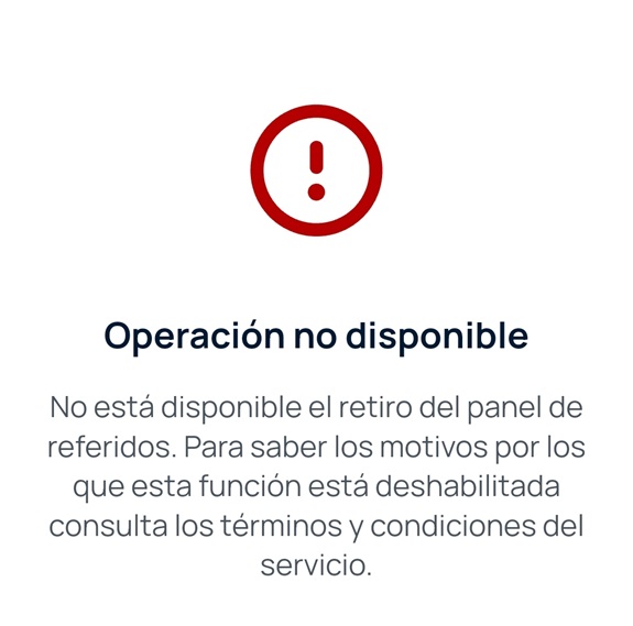 Mensaje que sale al tratar de retirar las recompensas en Bit2me