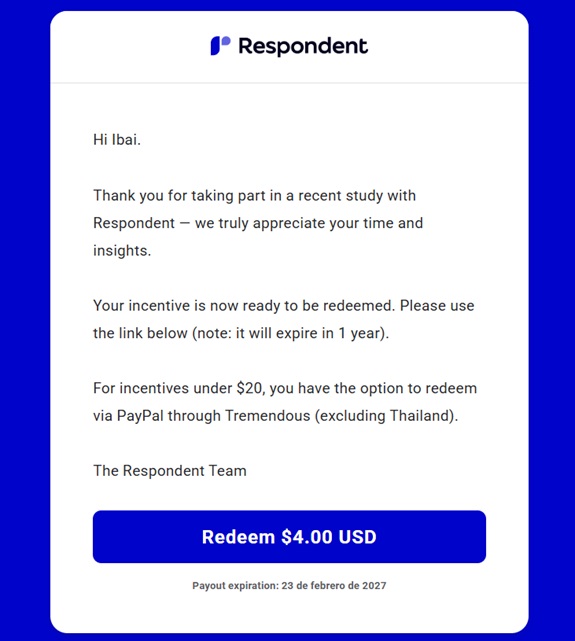 Pago de Respondent.io