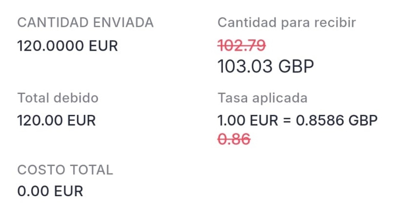 Primera transferencia de 120 euros en Ace Money